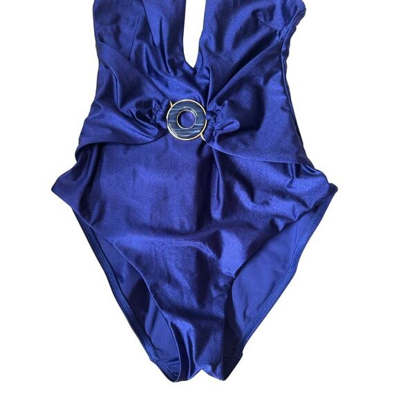 Zimmermann New Tiggy Plunge Circle Link One Piece Swimsuit Blue Size 2 US Size 6 - Picture 6 of 16